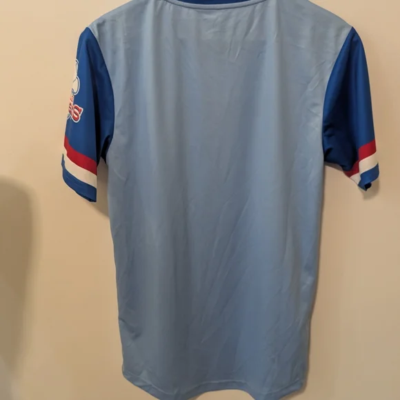 Texas Rangers Cooperstown Collection Blue and Red Sports Jersey Size Small - Picture 6 of 7